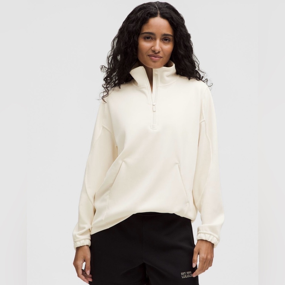 Lululemon Athletica Softstreme Half-Zip Long in Light Ivory